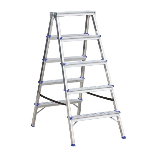 Stehleiter Aluleiter Mod. KDSS - Stufenanzahl: 2 x 5, Höhe der obersten Stufen: 1,08 m