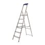 Haushaltsleiter Alu mit Sicherheitsbügel und Ablageschale Mod. KHA - Stufenanzahl: 6, Plattformhöhe: 1,20 m