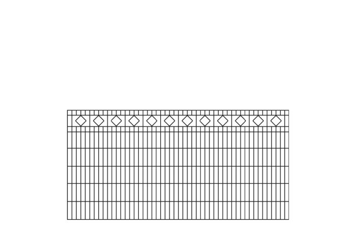 Schmuckzaun Barcelona - Ausführung: anthrazit beschichtet, Höhe: 123 cm, Länge: 251 cm