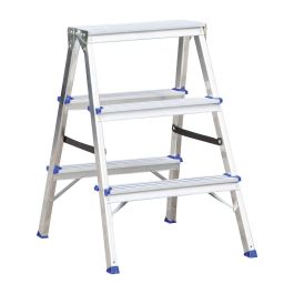 Stehleiter Aluleiter Mod. KDSS - Stufenanzahl: 2 x 3, Höhe der obersten Stufen: 0,64 m